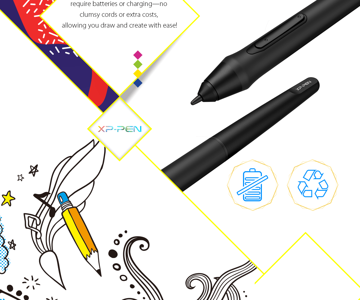 XP-PEN P05 Grafiktablett Batterielos Stift