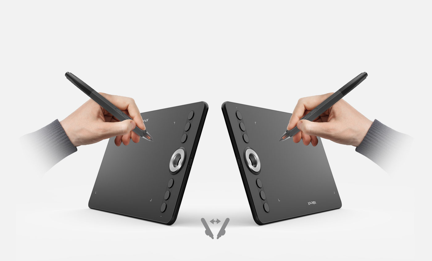 XP-PEN Deco 02 Grafiktablett:Entworfen für Rechts- als auch Linkshänder