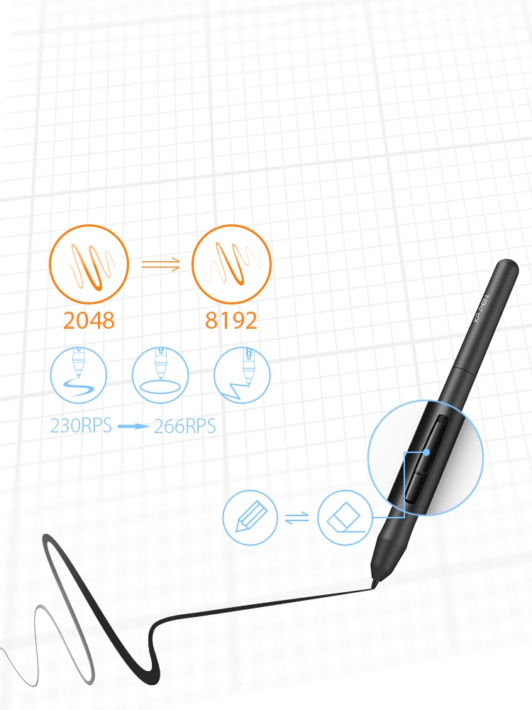 XP-PEN Star 03 Grafiktablett:8192 Stufen Drucksensitivität