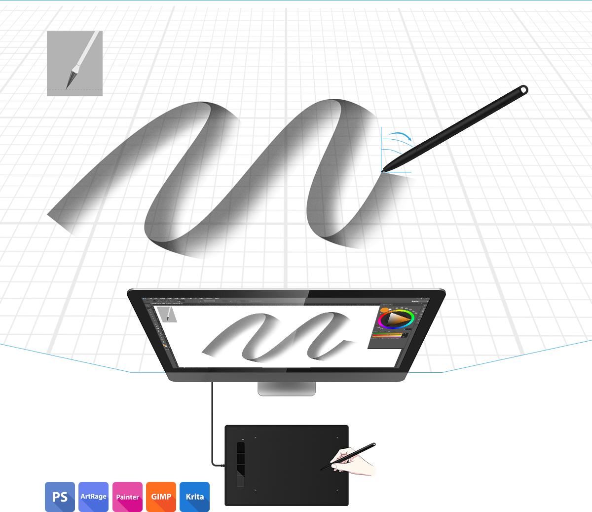 XP-Pen PH3 stylus supports tilt function