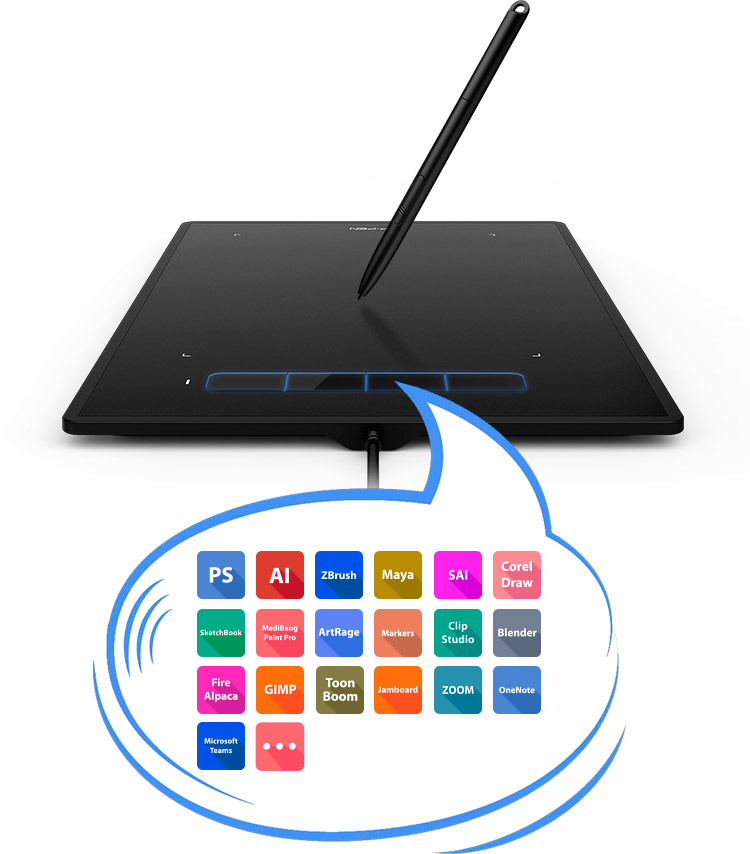 XP-Pen Star G960 best drawing tablet Features four customizable shortcut keys